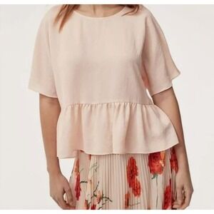 EUC Wilfred Aritzia Women's Light Pink S/S Macee Peplum Blouse XXS